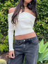 'Bellamy' Off Shoulder Fold Over Knit Top - Celes Fashion